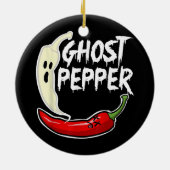 Ghost Pepper Funny Spicy Hot Halloween Ghost Peppe Keramik Ornament (Hinten)