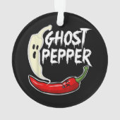 Ghost Pepper Funny Spicy Hot Halloween Ghost Peppe Ornament (Rückseite)