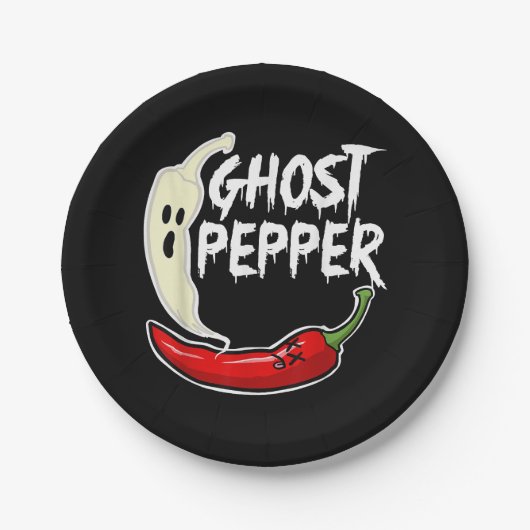 Ghost Pepper Funny Spicy Hot Halloween Ghost Peppe Pappteller (Vorderseite)