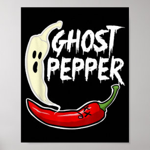 Ghost Pepper Funny Spicy Hot Halloween Ghost Peppe Poster