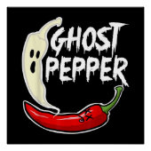 Ghost Pepper Funny Spicy Hot Halloween Ghost Peppe Poster (Vorderseite)