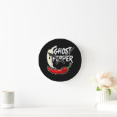 Ghost Pepper Funny Spicy Hot Halloween Ghost Peppe Runde Wanduhr (Zuhause)
