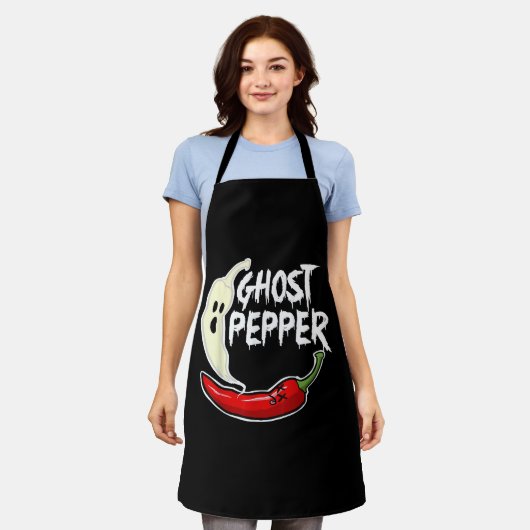 Ghost Pepper Funny Spicy Hot Halloween Ghost Peppe Schürze (Getragen)