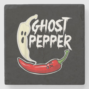 Ghost Pepper Funny Spicy Hot Halloween Ghost Peppe Steinuntersetzer