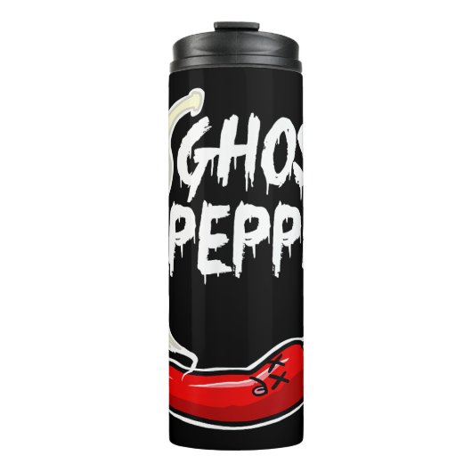 Ghost Pepper Funny Spicy Hot Halloween Ghost Peppe Thermosbecher (Vorderseite)