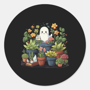 Ghost Pflanze Lady Halloween Ghosting Pflanze Runder Aufkleber