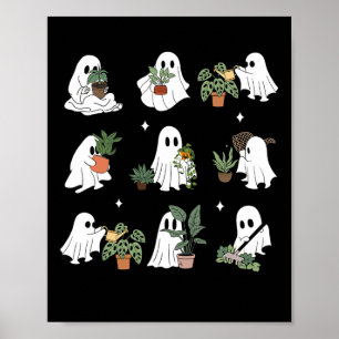 Ghost Pflanze Lady Retro Halloween Pflanze Spooky Poster