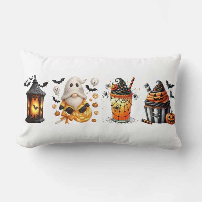 Ghost Pillow: Halloween Herbstdekor Lendenkissen (Vorderseite)