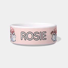 Ghost Pink Bow Custom Halloween Dog Napf