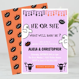 Ghost Pink Orange Oktober Halloween Gender-Enthüll Einladung