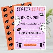 Ghost Pink Orange Oktober Halloween Gender-Enthüll Einladung