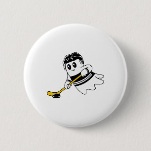 Ghost Playing Eishockey Halloween Kostümsport Button