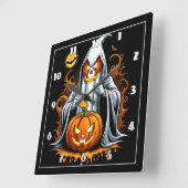 Ghost preppt Kürbis zu Halloween! Quadratische Wanduhr (Winkel)