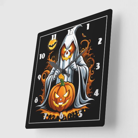 Ghost preppt Kürbis zu Halloween! Quadratische Wanduhr (Winkel)