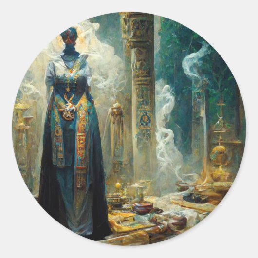 Ghost Priestess Fantasy Runder Aufkleber (Vorderseite)