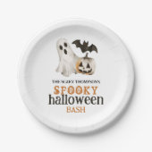 Ghost Pumpkin Bat Name Spooky Halloween Bash Pappteller (Vorderseite)