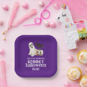 Ghost Pumpkin Bat Spooky Halloween Bash Lila Pappteller (Party)