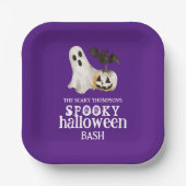 Ghost Pumpkin Bat Spooky Halloween Bash Lila Pappteller (Vorderseite)