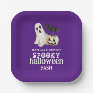 Ghost Pumpkin Bat Spooky Halloween Bash Lila Pappteller