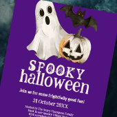 Ghost Pumpkin Bat Spooky Halloween Lila Einladung