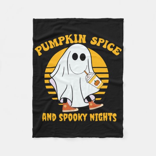 Ghost Pumpkin Gewürz Latte Fall Vibe Halloween Spo Fleecedecke (Vorderseite)