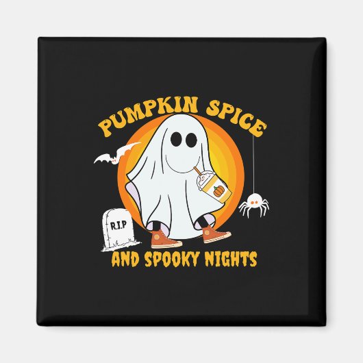 Ghost Pumpkin Gewürz Latte Fall Vibe Halloween Spo Magnet (Vorne)