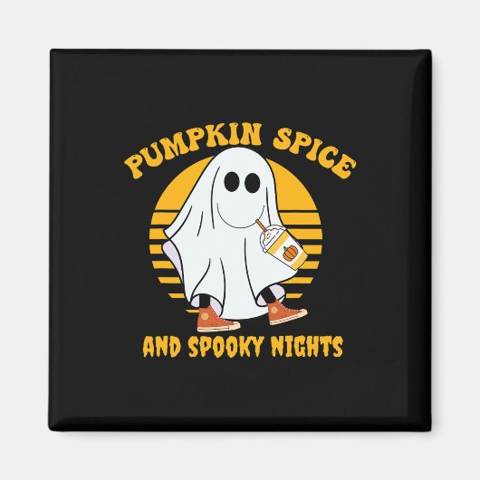 Ghost Pumpkin Gewürz Latte Fall Vibe Halloween Spo Magnet (Vorne)