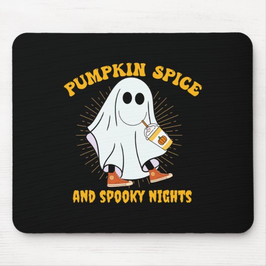 Ghost Pumpkin Gewürz Latte Fall Vibe Halloween Spo Mousepad (Vorne)