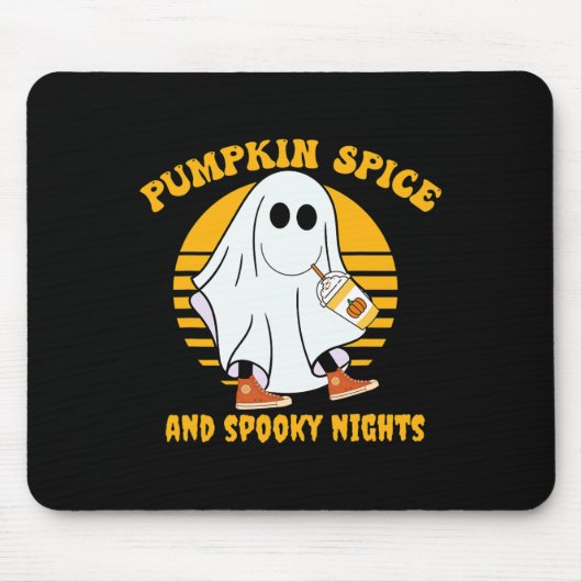 Ghost Pumpkin Gewürz Latte Fall Vibe Halloween Spo Mousepad (Vorne)