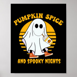 Ghost Pumpkin Gewürz Latte Fall Vibe Halloween Spo Poster