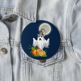 Ghost & Pumpkin Halloween Button