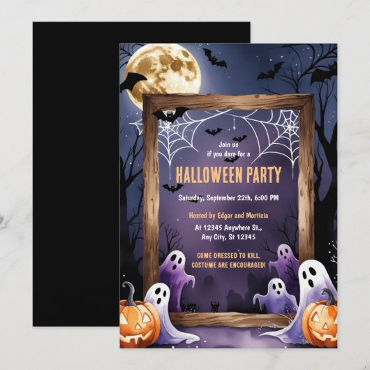 Ghost & Pumpkin Halloween Einladung (Vorne/Hinten)