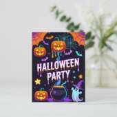Ghost & Pumpkin Halloween-Party-Einladung Postkarte (Stehend Vorderseite)
