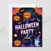 Ghost & Pumpkin Halloween-Party-Einladung Postkarte (Vorne/Hinten)