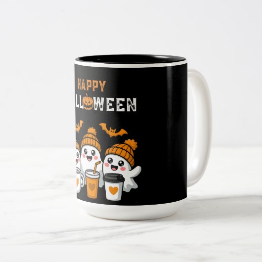 Ghost Pumpkin Halloween Zweifarbige Tasse (VorderseiteRechts)
