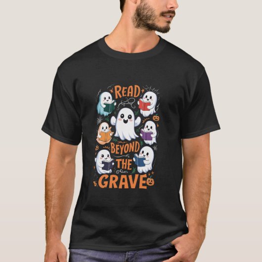 Ghost Pumpkin liest Bücher über das Grab T-Shirt (Vorderseite)