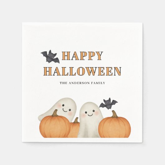 Ghost Pumpkin Personalized Halloween Party  Serviette (Vorderseite)