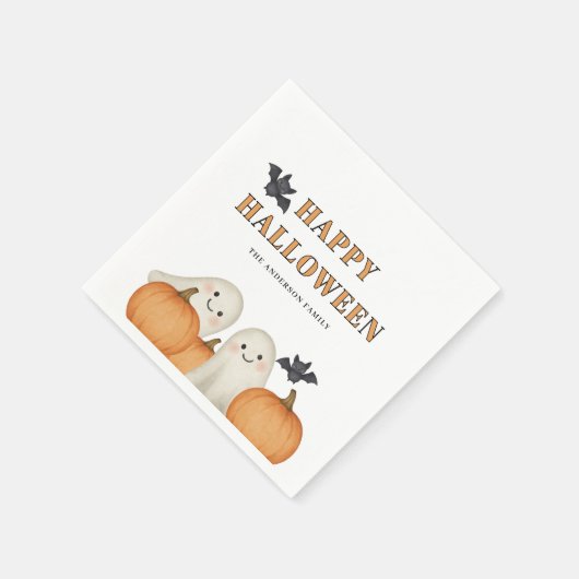 Ghost Pumpkin Personalized Halloween Party  Serviette (Ecke)