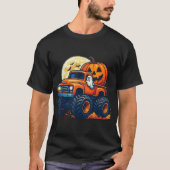 Ghost Pumpkin Riding Monster Truck Lazy Halloween T-Shirt (Vorderseite)