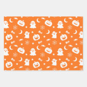 Ghost Pumpkin Spider Moon Orange Halloween Muster Geschenkpapier Set (Vorderseite)