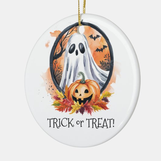Ghost Pumpkin Trick oder Treat Halloween-Party Keramik Ornament (Links)