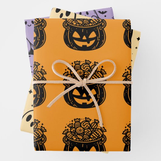 Ghost Pumpkins und Fledermäuse Halloween-Varietät Geschenkpapier Set (Beispiel)