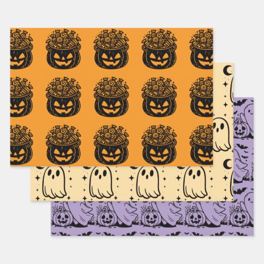 Ghost Pumpkins und Fledermäuse Halloween-Varietät Geschenkpapier Set (Set)