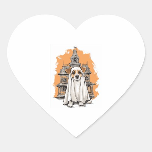 Ghost Pup - Spooky Dog Kostüm Herz-Aufkleber (Vorderseite)