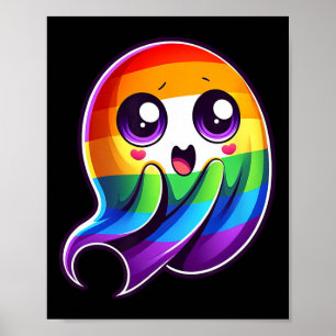 Ghost Rainbow Gay Pride Funny Poster