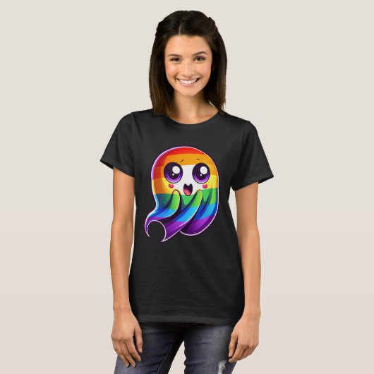 Ghost Rainbow Gay Pride Funny T-Shirt (Vorne ganz)