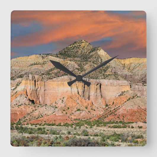 Ghost Ranch Mountain Pastels Quadratische Wanduhr (Vorderseite)
