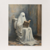 Ghost Reading a Book of Toilet Funny Halloween Puzzle (Vertikal)