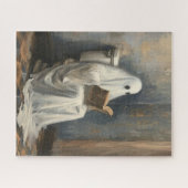 Ghost Reading a Book of Toilet Funny Halloween Puzzle (Horizontal)