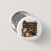Ghost Reading Book Cat Liebhaber Halloween Button (Vorne & Hinten)
